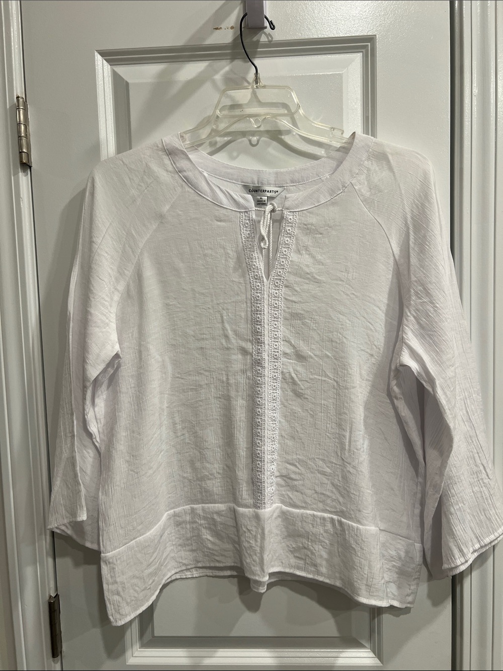 White Cotton Gauzy Peasant Top